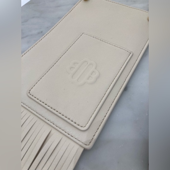 MAJE VANILLA LEATHER PHONE BAG WITH FRINGING - Picture 9 of 10